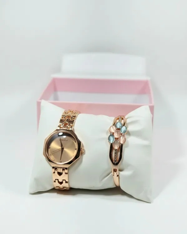 Rose_Gold_Color_Alloy_Crownluxe_Women_Watch_With_Bracelet_For_Women