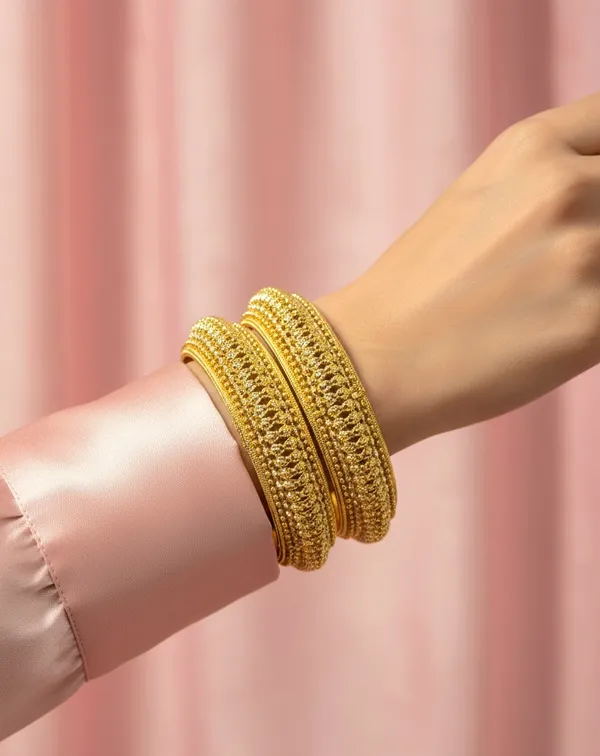 Golden_Premium_Quality_Anamika_Kada_(Set_Of_2)_For_Women