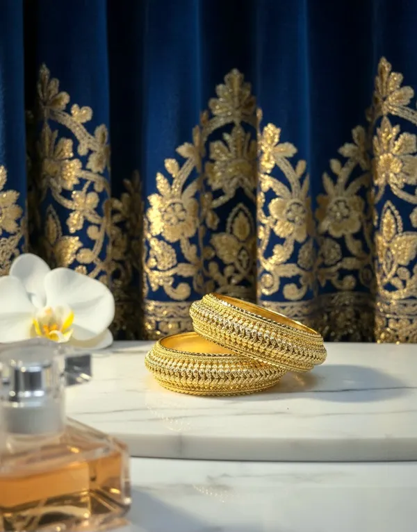 Golden_Premium_Quality_Anamika_Kada_(Set_Of_2)_For_Women