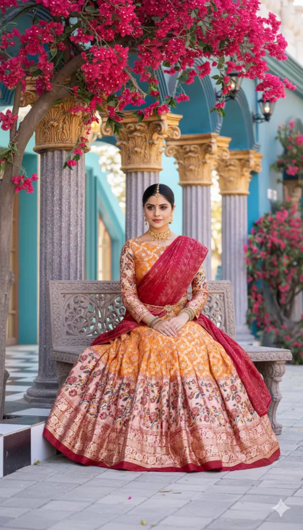 Yellowish_Orange_Readymade_Indian_Dola_Silk_Dola_Silk_A_Line_Lehenga_Choli_Set_for_Women_With_Designer_Blouse_and_Dupatta_For_Wedding