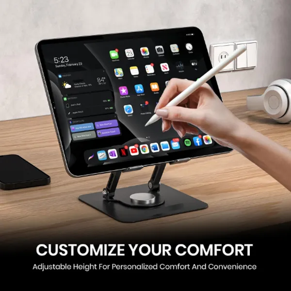 Grey_And_Black_Metal_Tablet_Stand_360_Degree_Rotating_Base_Height_&_Angle_Adjustable_Supports_Up_To_12_Inch_Tablets_&_5Kg_Load_Foldable_&_Portable_Anti_Slip_Pads