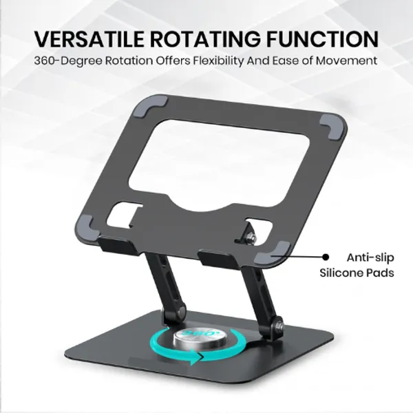 Grey_And_Black_Metal_Tablet_Stand_360_Degree_Rotating_Base_Height_&_Angle_Adjustable_Supports_Up_To_12_Inch_Tablets_&_5Kg_Load_Foldable_&_Portable_Anti_Slip_Pads