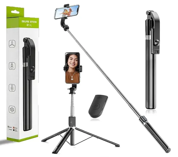 R1_L_Selfie_Stick_Tripod_1.7M_Long_Bluetooth_Remote_Included_Foldable_Phone_Holder_With_Stable_Base_Universal_For_Android_Ios_Black_For_Youtube_Reels_Group_Photos_India