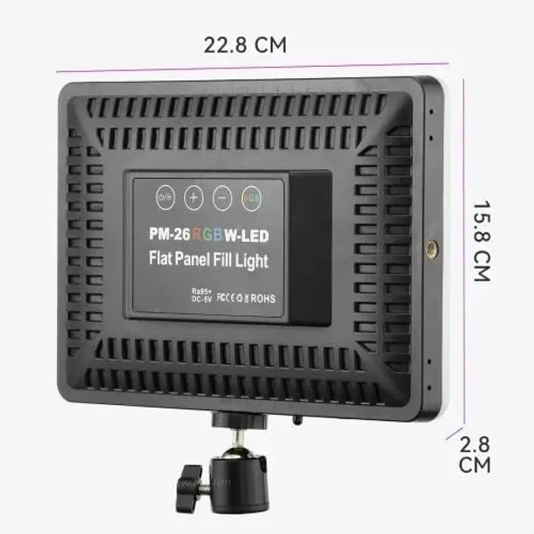 Rgb_Led_Photography_Fill_Light_Pm_26_10_Inch_Flat_Panel_Full_Rgb_Colors_Bi_Color_3000K_6500K_10_Level_Dimming_Remote_Included_Usb_Powered_For_Content_Creators_Vlogging_Studio