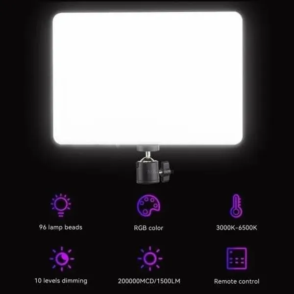 Rgb_Led_Photography_Fill_Light_Pm_26_10_Inch_Flat_Panel_Full_Rgb_Colors_Bi_Color_3000K_6500K_10_Level_Dimming_Remote_Included_Usb_Powered_For_Content_Creators_Vlogging_Studio