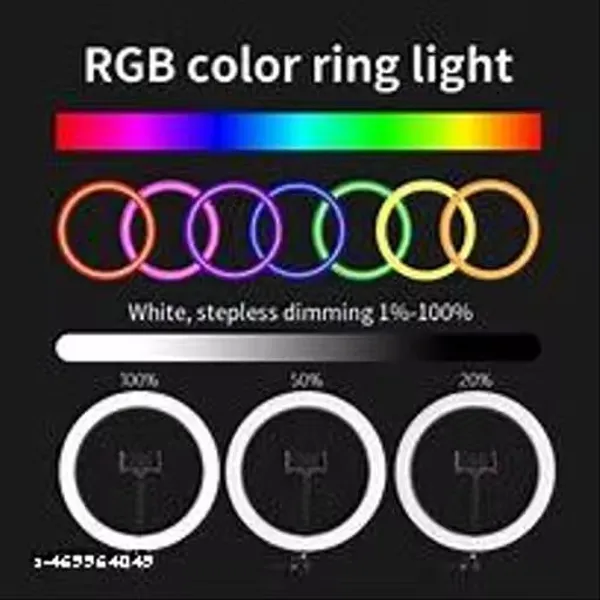 Rgb_Led_Ring_Light_Colors_Modes_&_Dimmable_Brightness_Remote_Control_For_Youtube_Makeup_Vlogging_Video_Shoot_Live_Streaming_Compatible_With_Iphone_&_Android