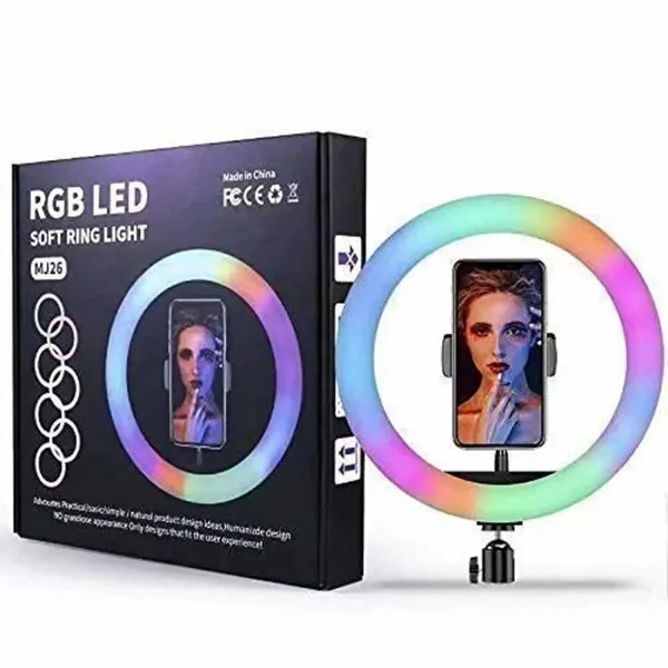 Rgb_Led_Ring_Light_Colors_Modes_&_Dimmable_Brightness_Remote_Control_For_Youtube_Makeup_Vlogging_Video_Shoot_Live_Streaming_Compatible_With_Iphone_&_Android