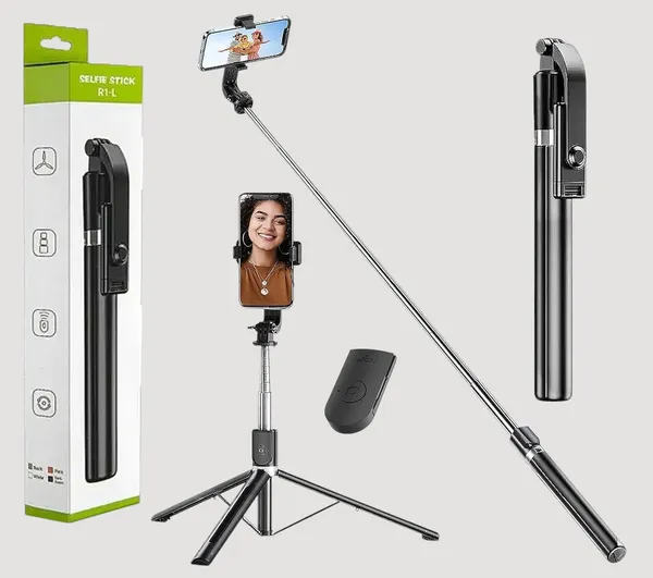 R1_L_Selfie_Stick_Tripod_1.7M_Long_Bluetooth_Remote_Included_Foldable_Phone_Holder_With_Stable_Base_Universal_For_Android_Ios_Black_For_Youtube_Reels_Group_Photos_India