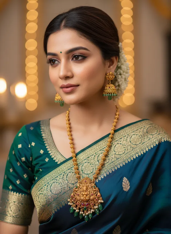 ALPIFY_–_Antique_Lakshmi_Green_Drop_Necklace