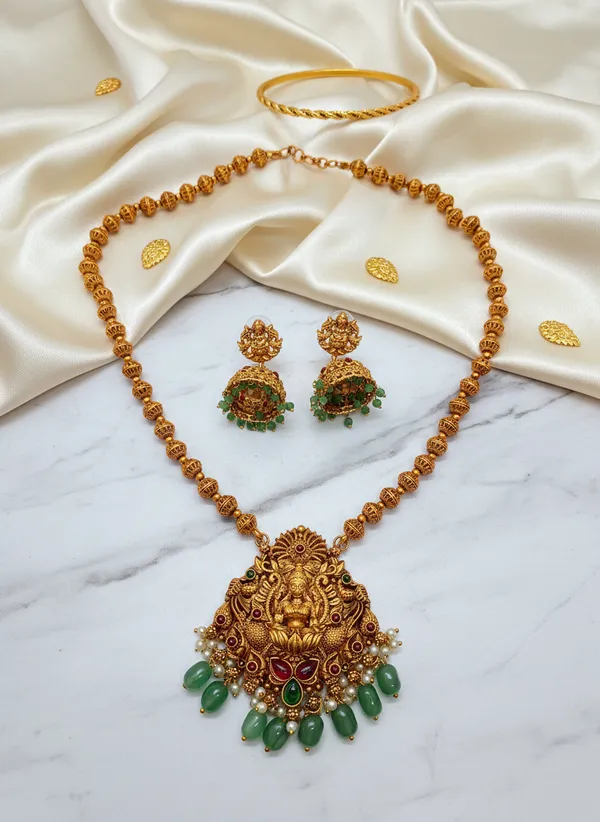 ALPIFY_–_Antique_Lakshmi_Green_Drop_Necklace
