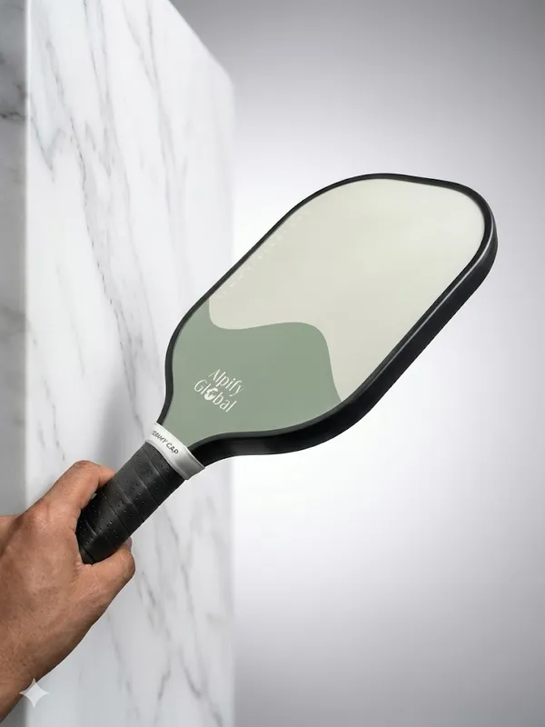 Alpify_Strike_Pickleball_Paddle_with_2_Balls_–_Light_Green_/_Dark_Green_Dual_Tone_(Fiberglass_|_16mm_Core)