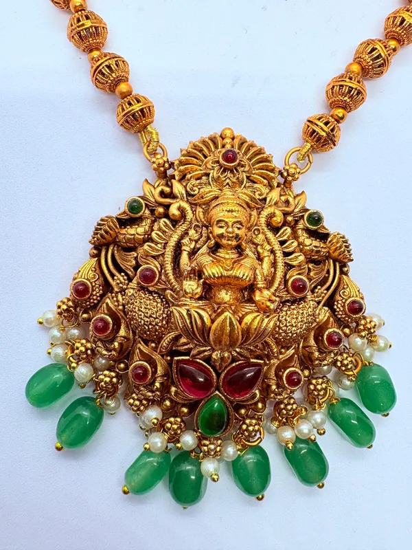 ALPIFY_–_Antique_Lakshmi_Green_Drop_Necklace