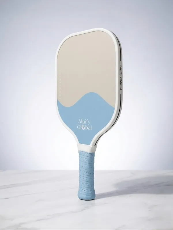 Alpify_Power_Pickleball_Paddle_with_2_Balls–_Gray_/_Sky_Blue_Dual_Tone_(Fiberglass_|_16mm_Core)