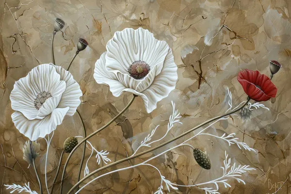 Oil_Art_Painting_Flower_Leave_Wallpaper