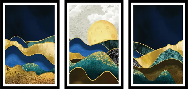 Blue_And_Gold_3_Piece_Painting