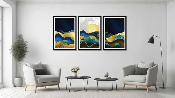 Blue_And_Gold_3_Piece_Painting
