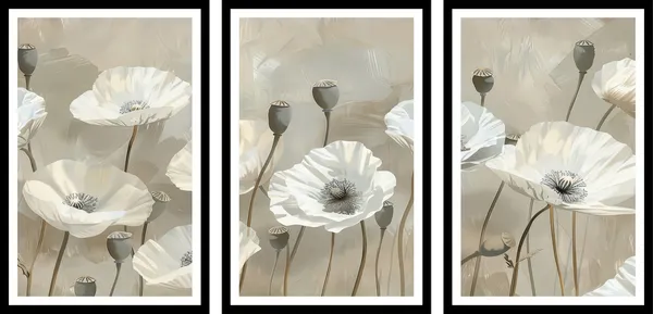 White_Flower_3_Piece_Frame