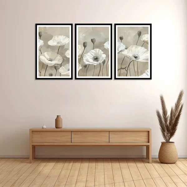 White_Flower_3_Piece_Frame