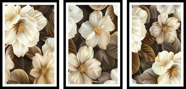 Sepia_Flower_3_Piece_Painting
