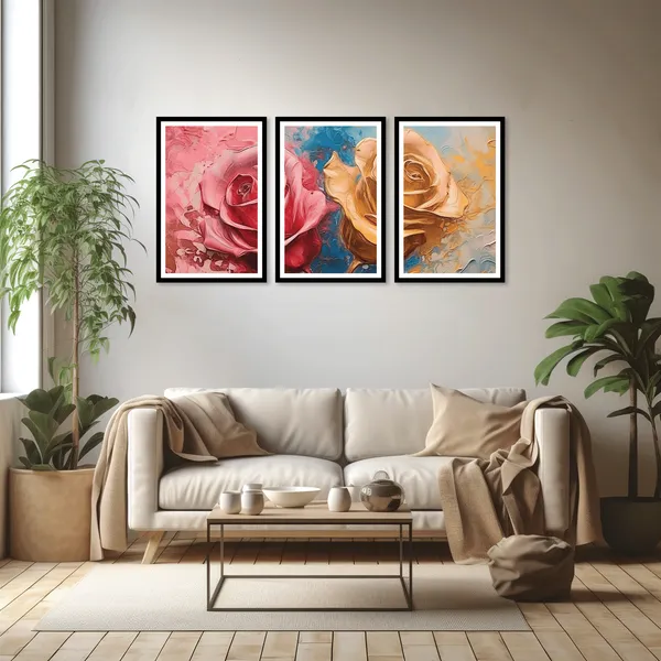 Orange_Rose_3_Piece_Painting
