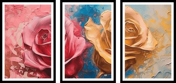 Orange_Rose_3_Piece_Painting