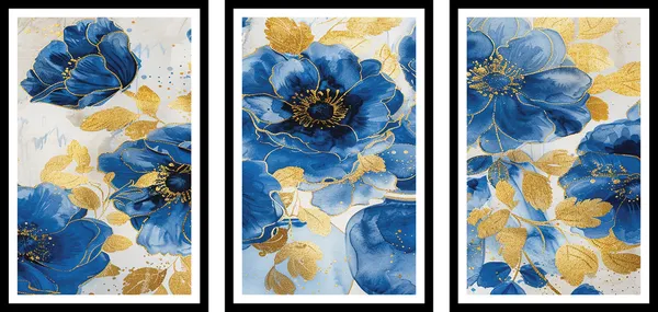 Blue_Flower_With_Spots_3_Piece_Frame