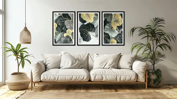 Leaves_and_flower_3_Piece_frame