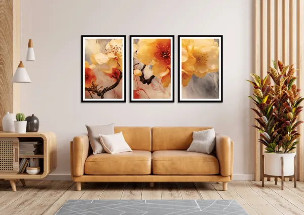 Animal_Flower_3_Piece_Painting