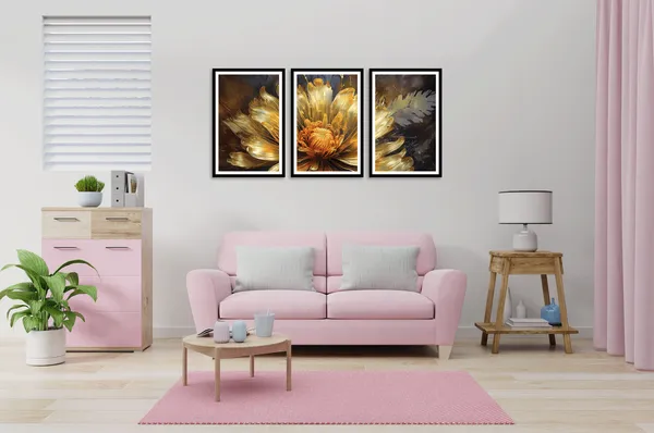 Rose_Leaves_3_Piece_Painting