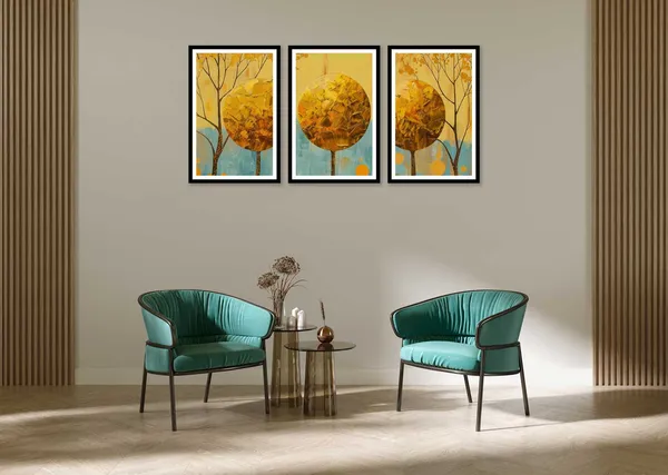 Blooming_Golden_3_Piece_Painting