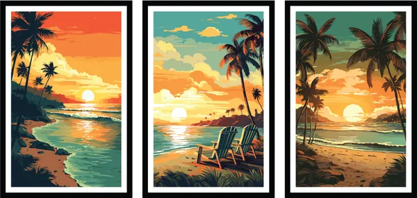 Beach_Sunset_3_Piece_Painting