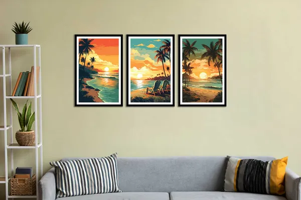 Beach_Sunset_3_Piece_Painting