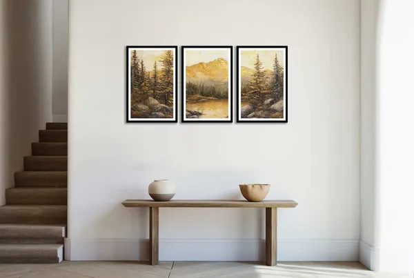 Mountain_With_Tree_3_Piece_Painting