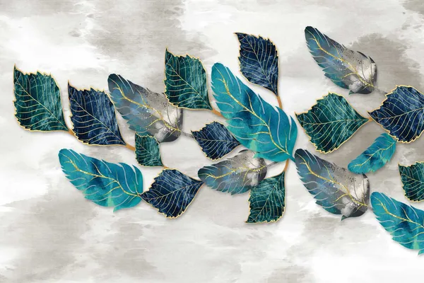 Turquoise_Feather_Leaves_Wallpaper