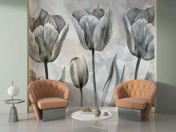 Classic_B&W_Tulips_Wallpaper