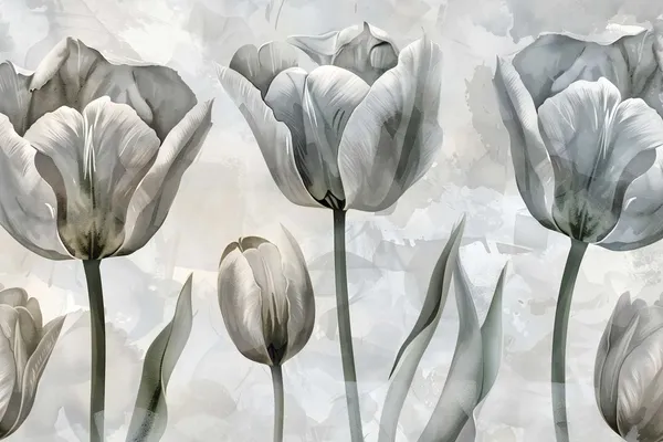 Classic_B&W_Tulips_Wallpaper