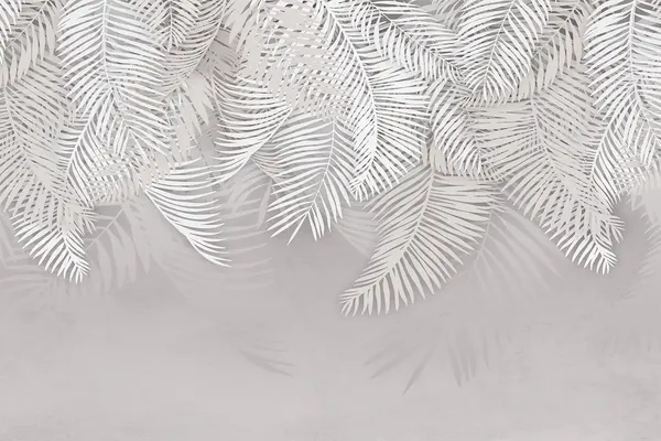 White_Relief_Foliage_Wallpaper