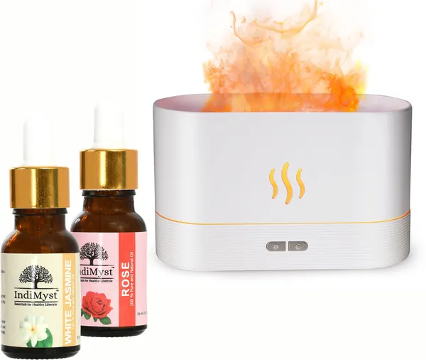 Rose_Jasmine_Diffuser_Set_Aroma_Oil_Combo_Pack_Of_2_Essential_Oils_(15_Ml_Each)_&_A_Elegant_Flame_Diffuser/Humidifier_-_100%_Pure_Aromatherapy_Oils_(Rose_&_Jasmine)_(2_X_15_Ml)