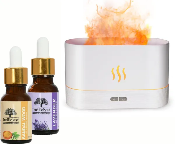 Sandalwood_Lavender_Diffuser_Set_Aroma_Oil_Diffuser_Combo_Pack_Of_2_Essential_Oils_(15_Ml_Each)_&_A_Elegant_Flame_Diffuser/Humidifier_-_100%_Pure_Aromatherapy_Oils_(Lavender_&_Sandal)_(2_X_15_Ml)