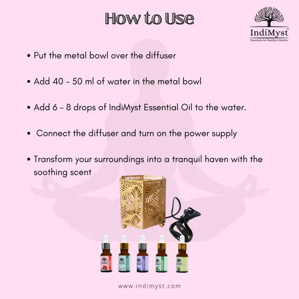 Multivalue_Pack_Of_5_Essential_Oil_(15Ml_Each)&_Elegant_Electric_Diffuser(Metal)_(75_Ml)
