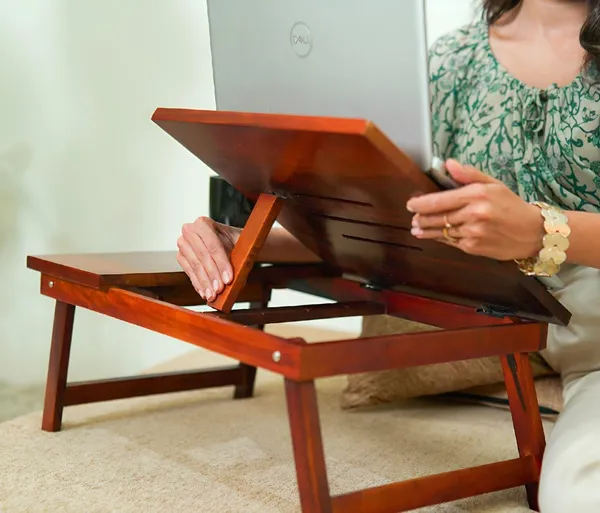 Wooden_Premium_Sheesham_Wood_Laptop_Table_For_Work_From_Home_Multi-Purpose_Wooden_Bed_Table,_Study_Desk,_Breakfast_&_Laptop_Stand_With_Non-Slip_Legs