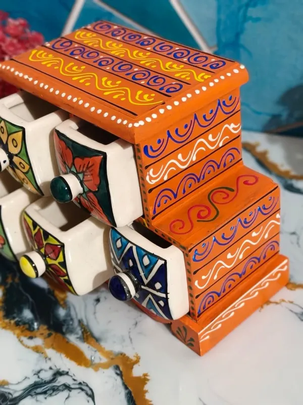 Multicolor_Handcrafted_Colorful_Ceramic_Drawer_Chest_5_Mini_Drawers_With_Wooden_Frame_For_Jewelry,_Spices,_Or_Trinkets_For_Home_Decor(Lxbxh=_9X4.5X7_In)