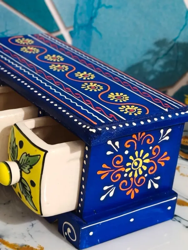 Multicolor_Rajasthani_Hand-Painted_Blue_Wooden_Chest_With_3_Ceramic_Drawers_Ethnic_Mini_Storage_Organizer_For_Jewelry_&_Trinkets_For_Home_Decor(Lxbxh=_10X4X3.5_In)