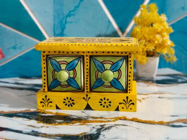 Multicolor_Rajasthani_Art_Hand-Painted_Blue_Wooden_Chest_With_2_Ceramic_Drawers_Ethnic_Mini_Storage_Organizer_For_Jewelry_&_Trinkets_For_Home_Decor(Lxbxh=_7X4X4.5_In)