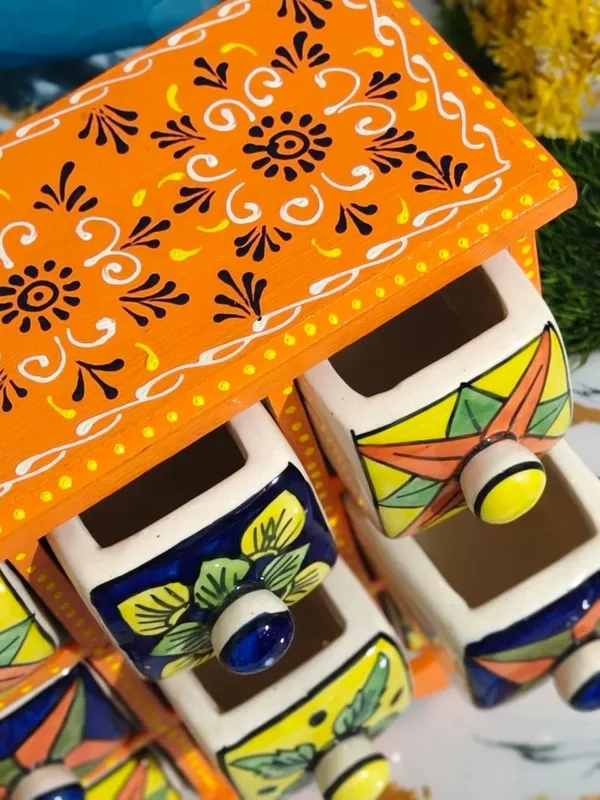 Multicolor_Rajasthani_Art_Orange_Hand-Painted_Wooden_Chest_With_9_Drawers_Ethnic_Mini_Storage_Organizer_For_Jewelry_&_Trinkets_For_Home_Decor_(Lxbxh=_10X5X10_In)
