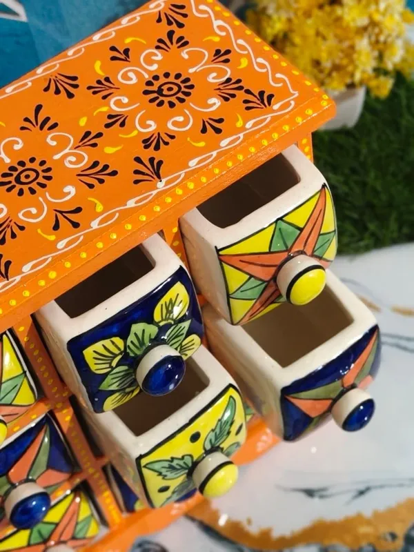 Multicolor_Rajasthani_Art_Orange_Hand-Painted_Wooden_Chest_With_9_Drawers_Ethnic_Mini_Storage_Organizer_For_Jewelry_&_Trinkets_For_Home_Decor_(Lxbxh=_10X5X10_In)