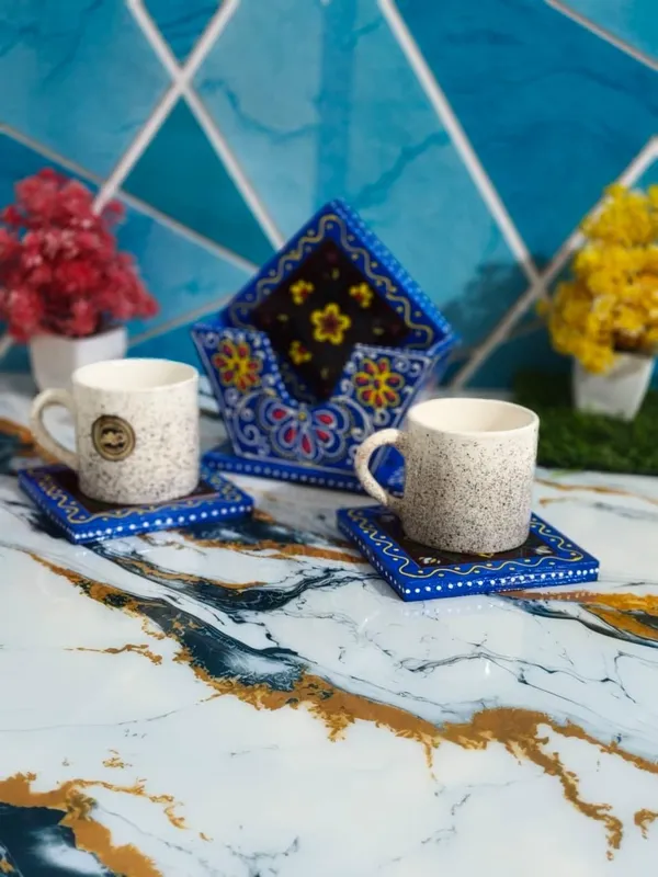 Blue_Rajasthani_Art_Hand-Painted_Wooden_Tea_Coasters_With_Rajasthani_Traditional_Artwork_(Set_Of_4)