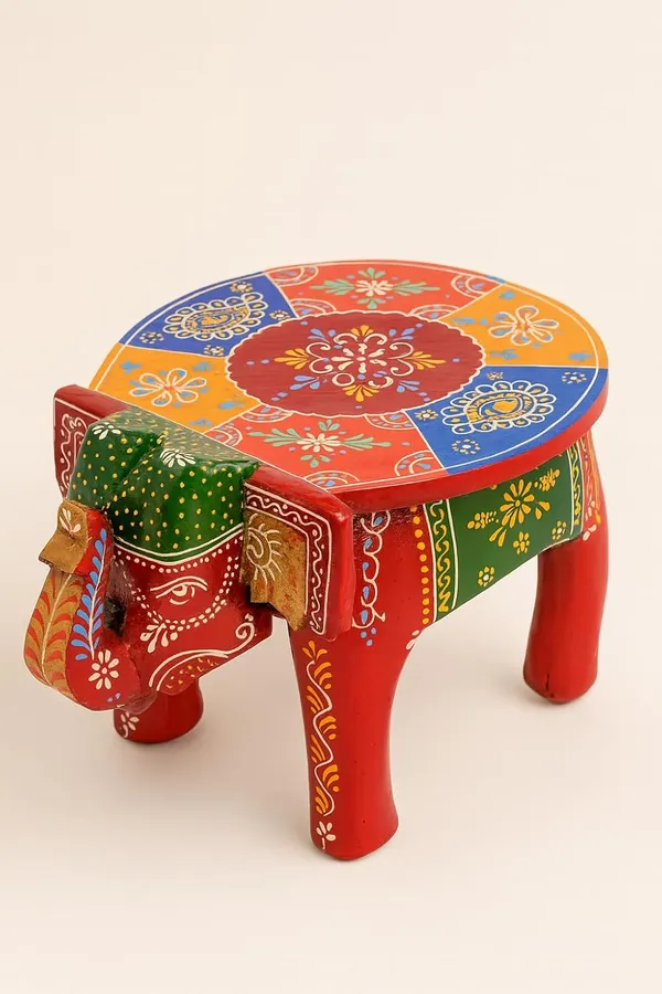 Red_Thai_Handicraft_Animals_Themed_Wood_Elephant_Table_Cum_Stool_Rajasthani_Art_(8_In)