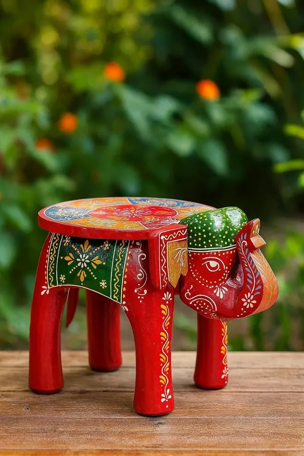 Red_Thai_Handicraft_Animals_Themed_Wood_Elephant_Table_Cum_Stool_Rajasthani_Art_(8_In)