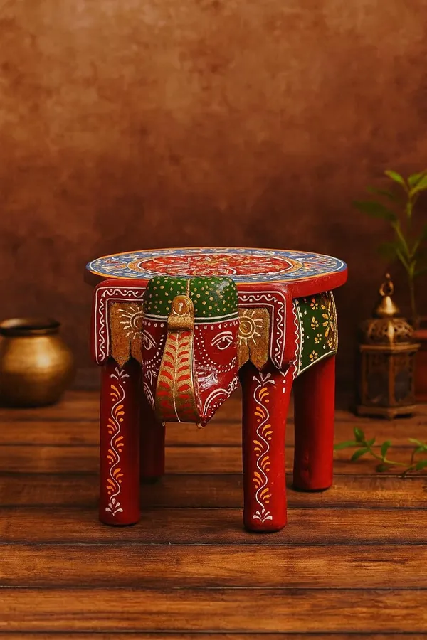 Red_Thai_Handicraft_Animals_Themed_Wood_Elephant_Table_Cum_Stool_Rajasthani_Art_(8_In)